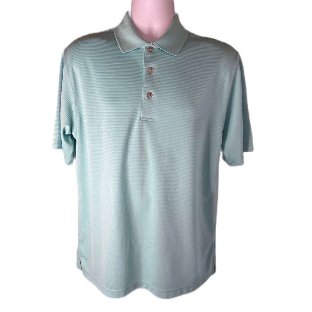 Pro Tour Golf Polo Short Sleeve Shirt - Mint Green and White Stripes - size M